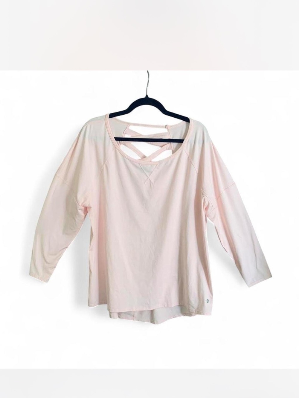 Activewear Athleisure Yoga Apana Light Pink Cross-Back Long Sleeve Top size 1X